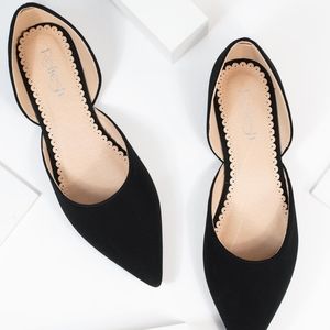 Black Suede Pointed Flats